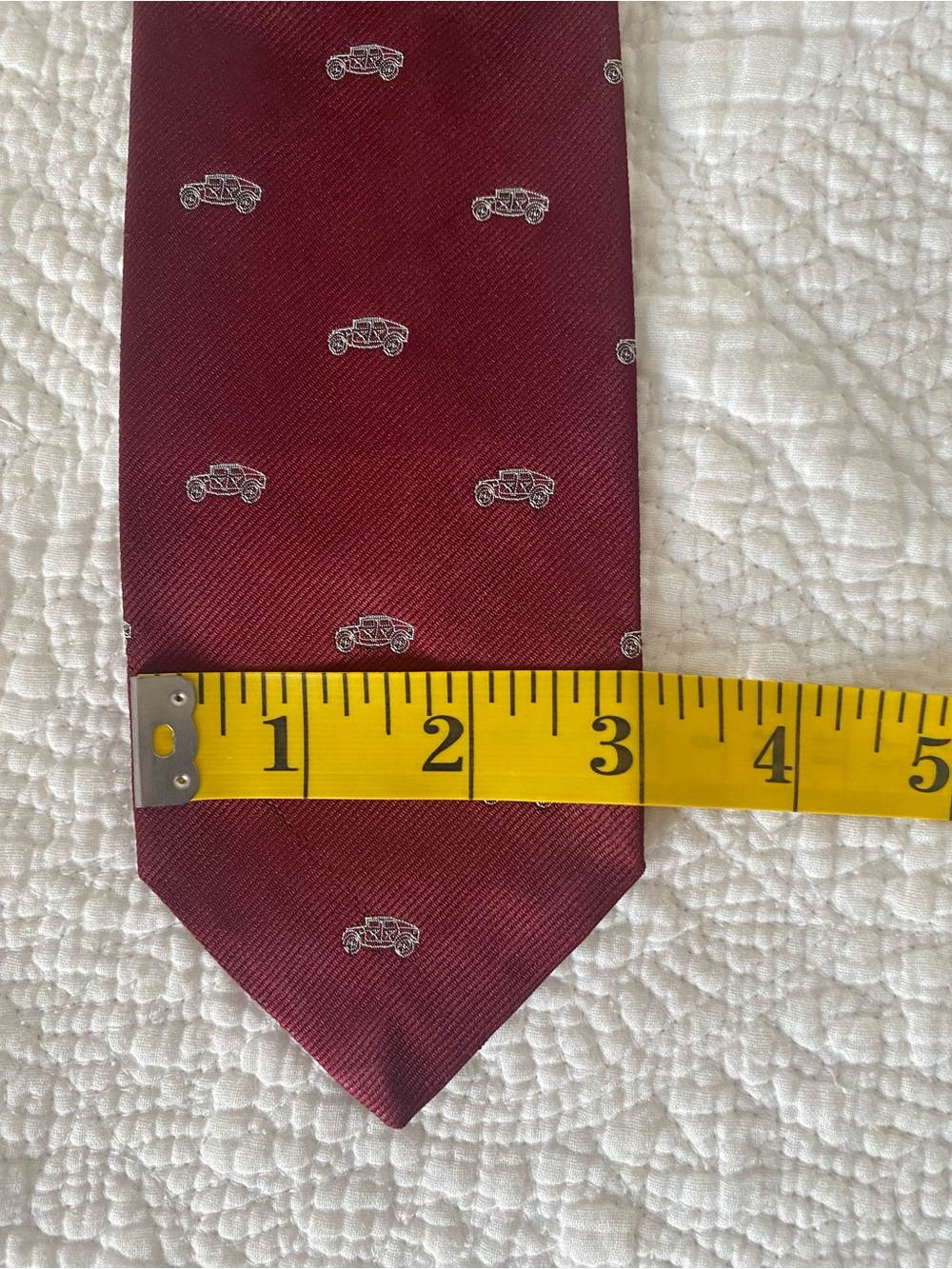 Givenchy Tie Dark Red Vintage Automobile Motif - Picture 3 of 5